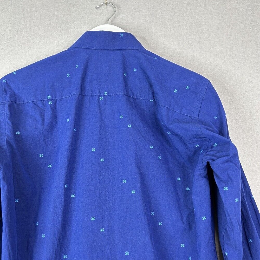 Jared Lang Mens Dress Shirt Medium Blue Butterfly Button Front Work Date Night - Picture 10 of 15